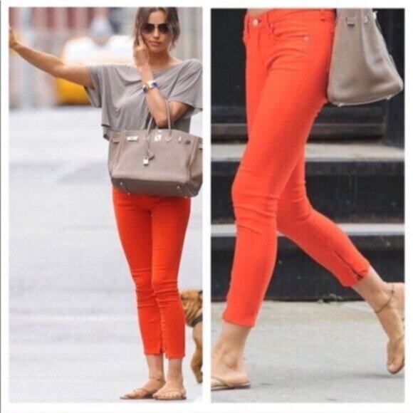 rag & bone Skinny Zipper Jeans Denim Womens 25 Red Slim Stretch Mid Rise Summer - Picture 2 of 13